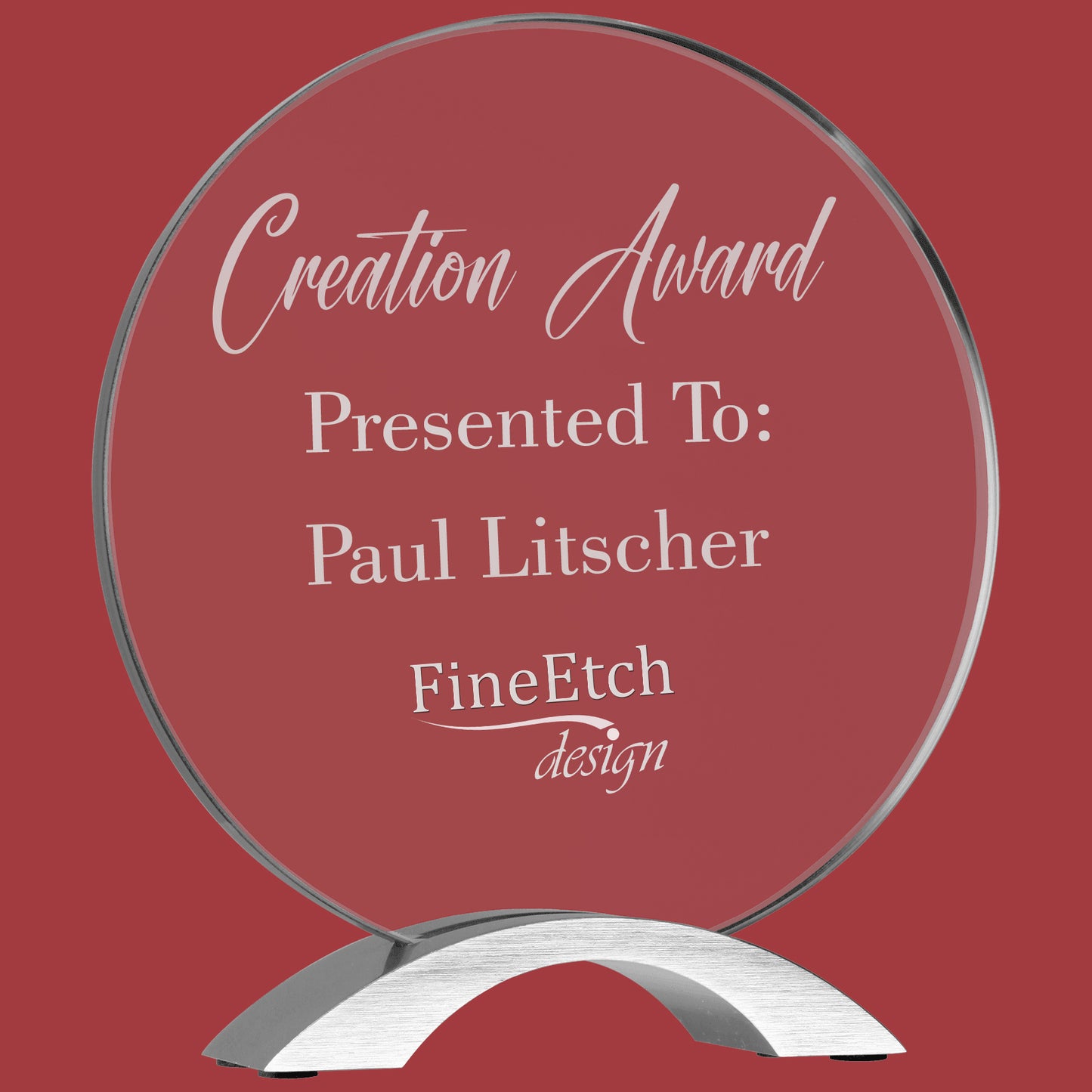 Desk Top Award Acrylic with Silver (Aluminum) Base