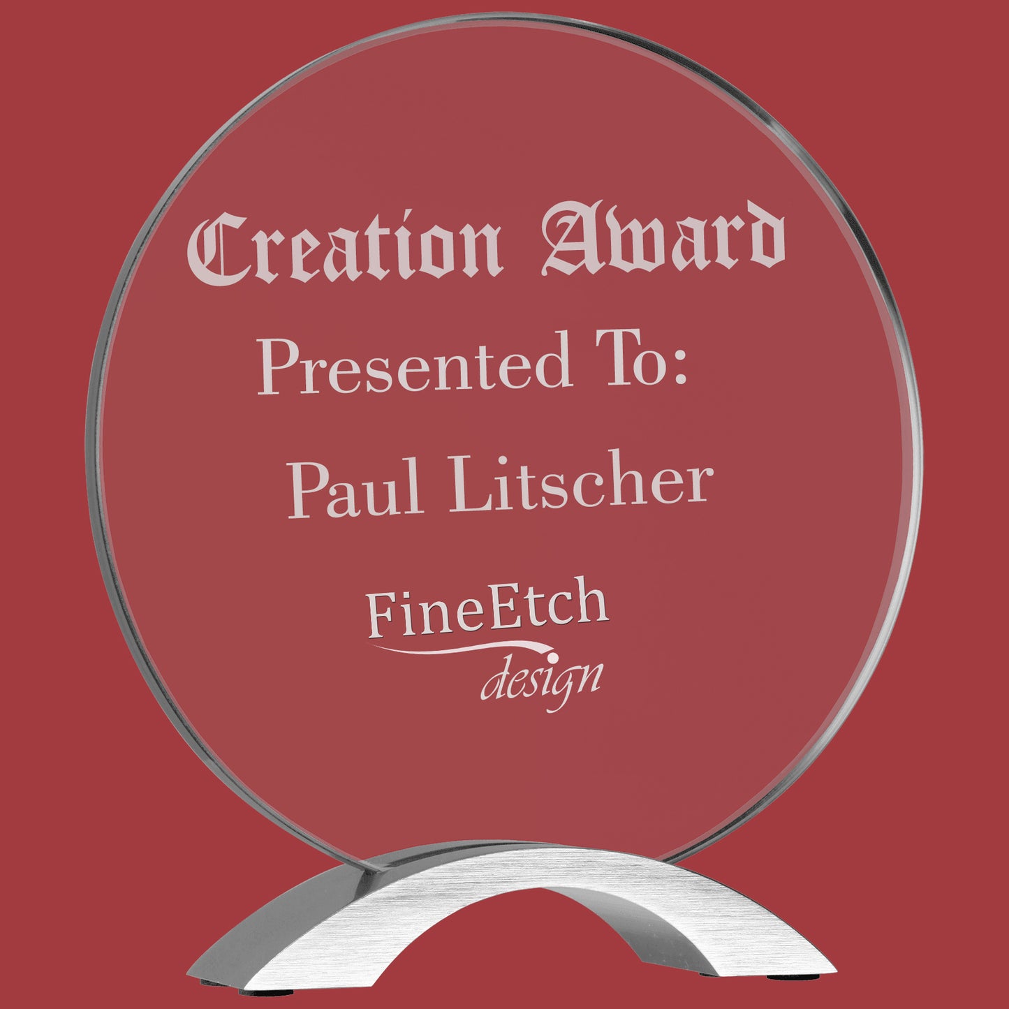 Desk Top Award Acrylic with Silver (Aluminum) Base