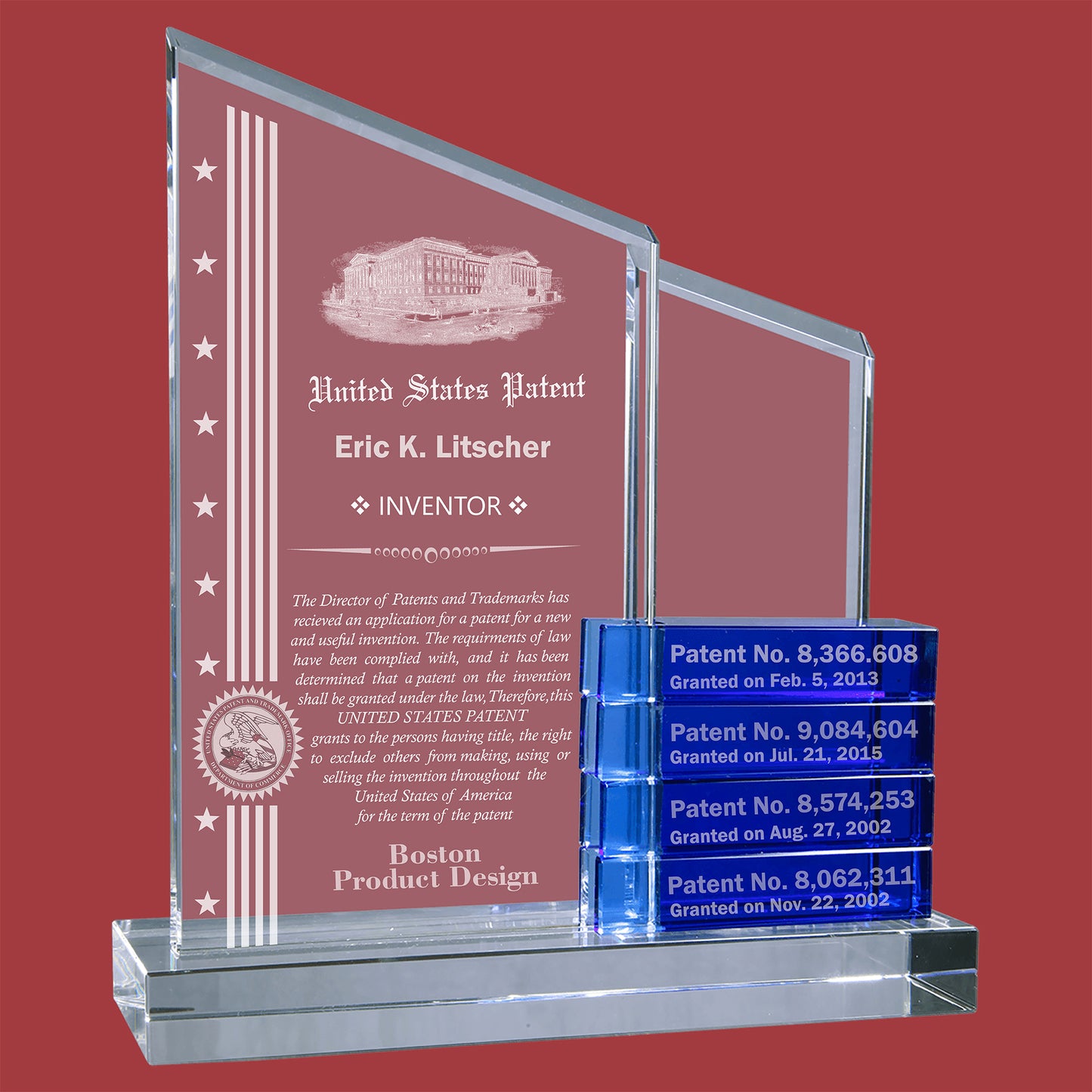 Crystal Perpetual Desk-Top Patent Award