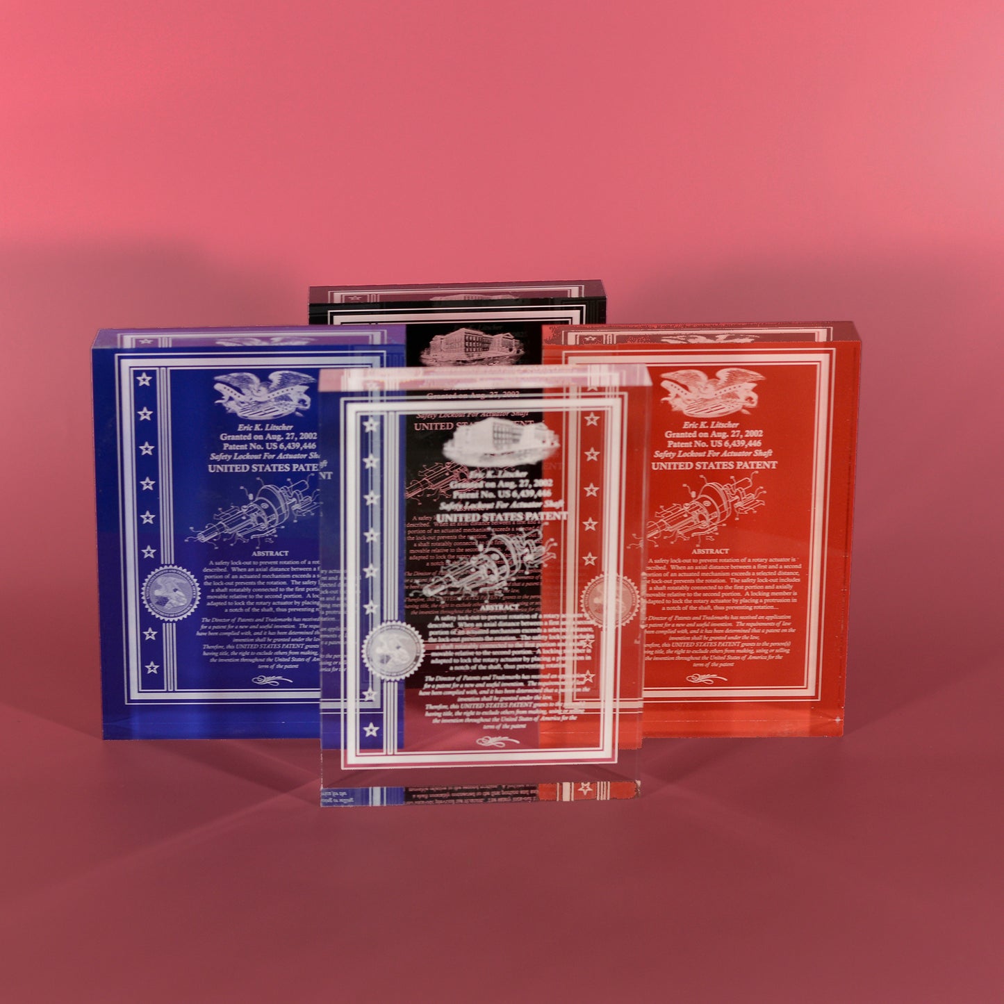 FINE DESK TOP PATENT AWARD, ULTRA CLEAR THICK ACRYLIC