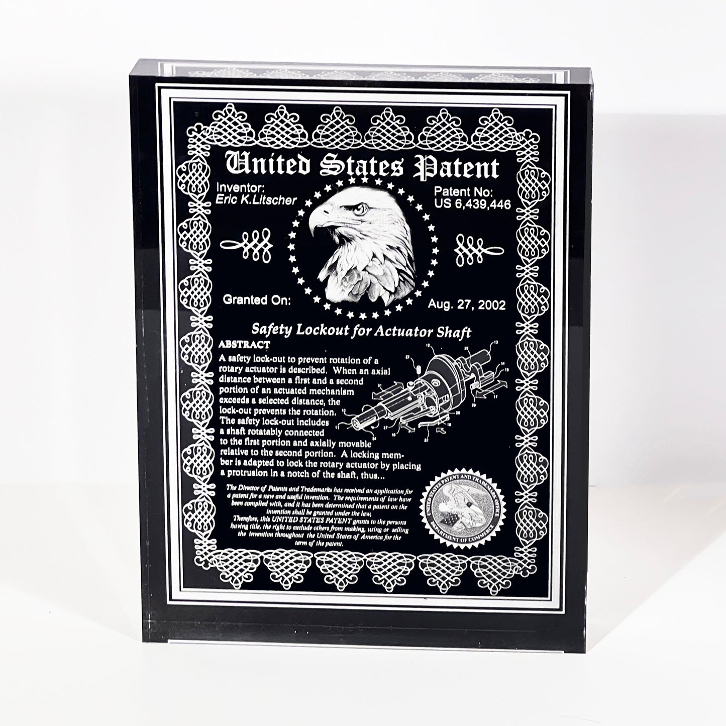 Desk Top Patent Award, Acrylic Victorian