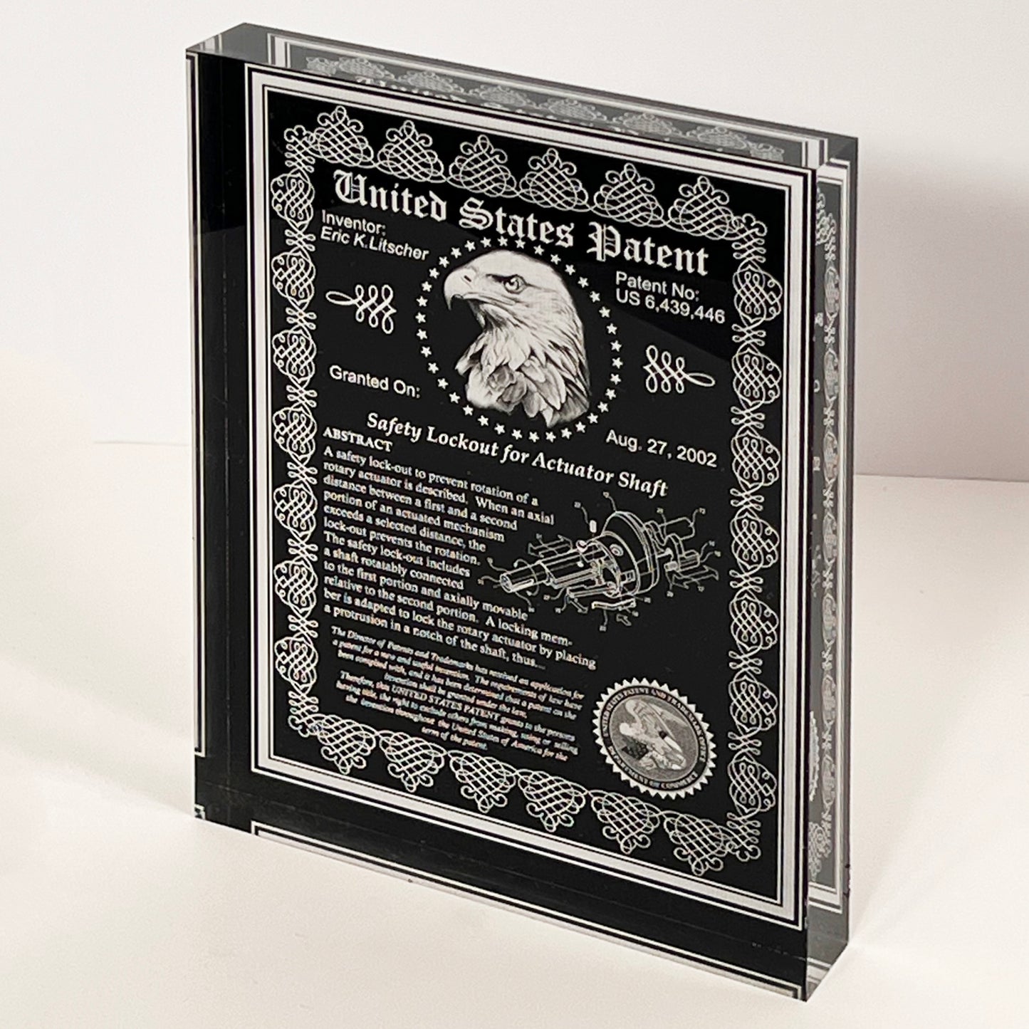 Desk Top Patent Award, Acrylic Victorian