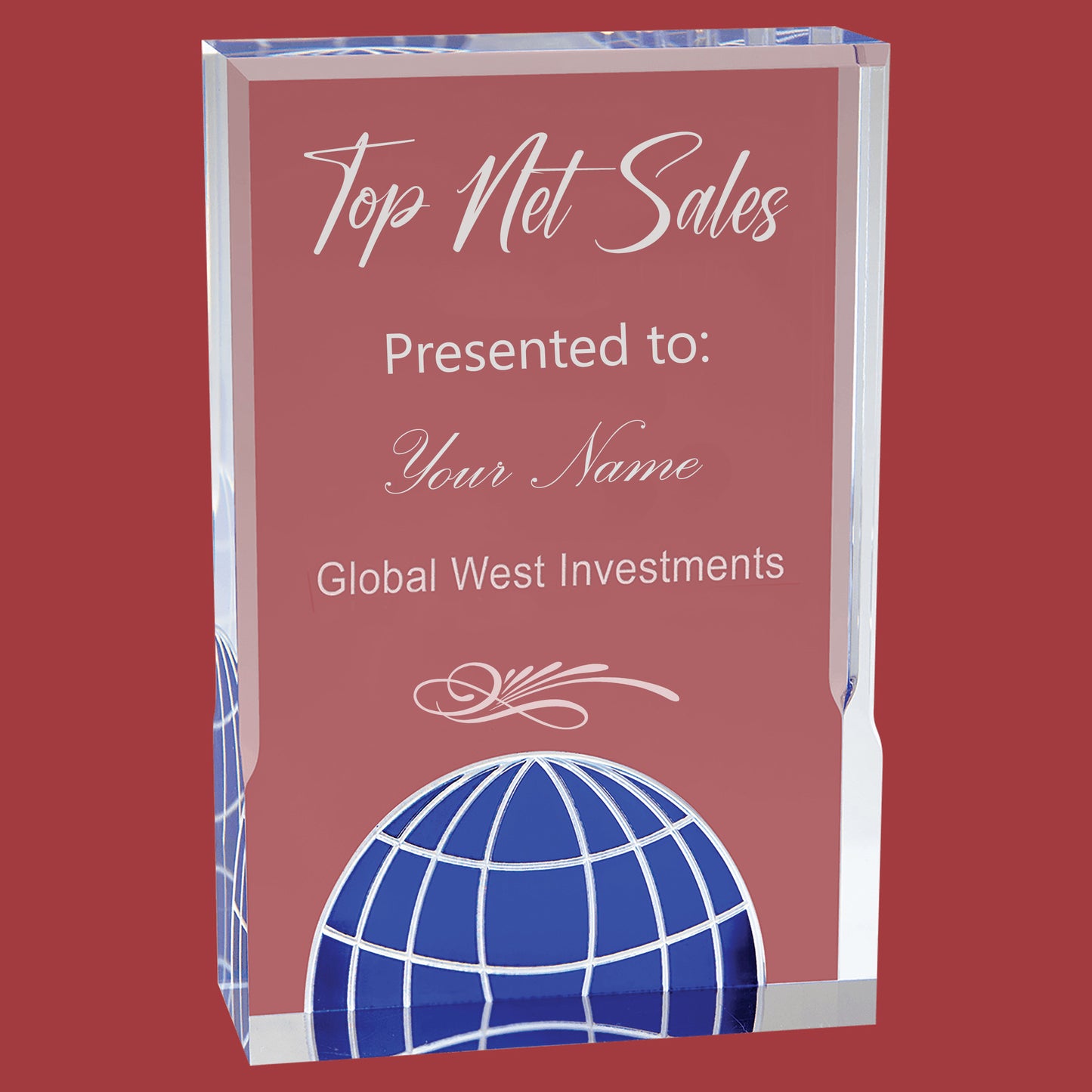 Blue Globe Acrylic Desk Award