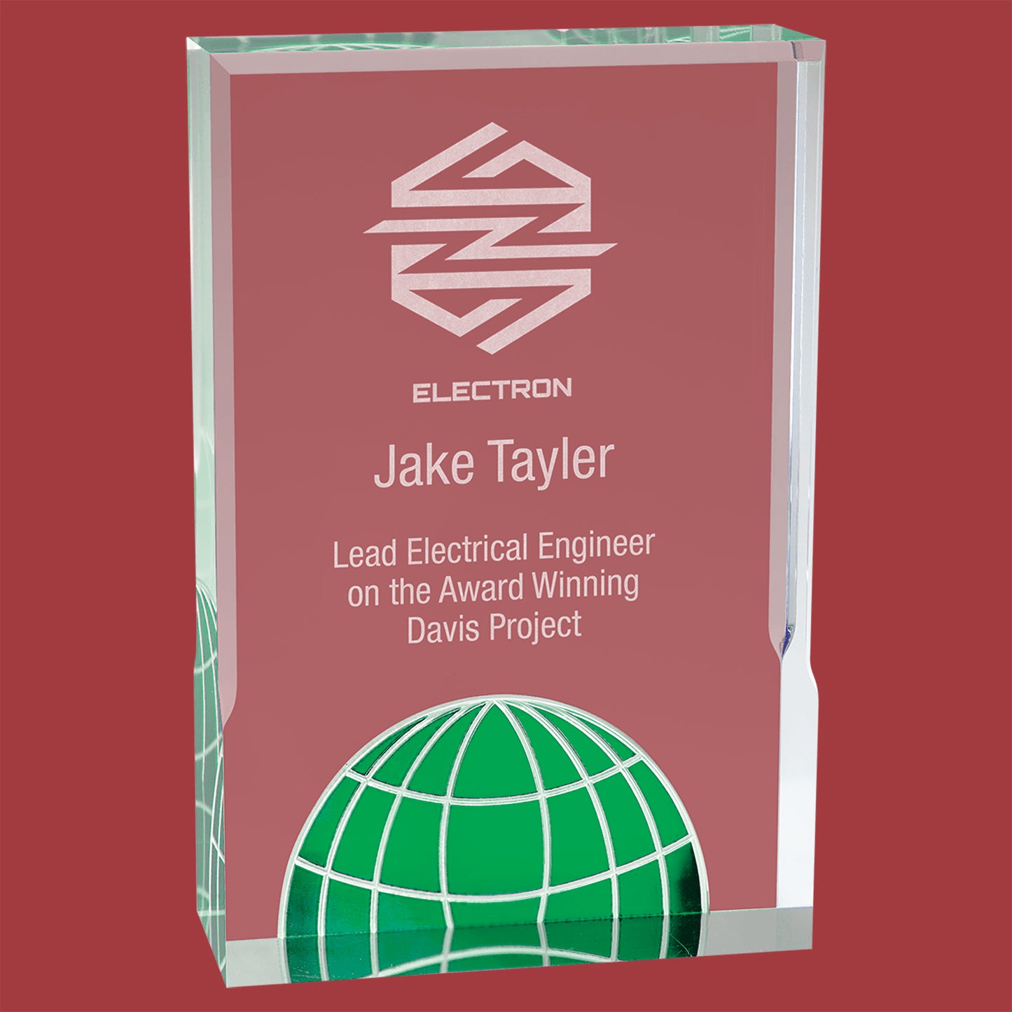 Blue Globe Acrylic Desk Award