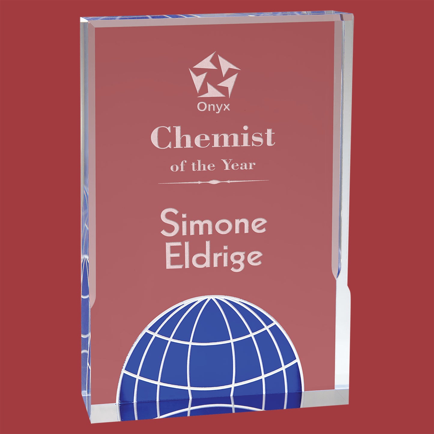 Blue Globe Acrylic Desk Award
