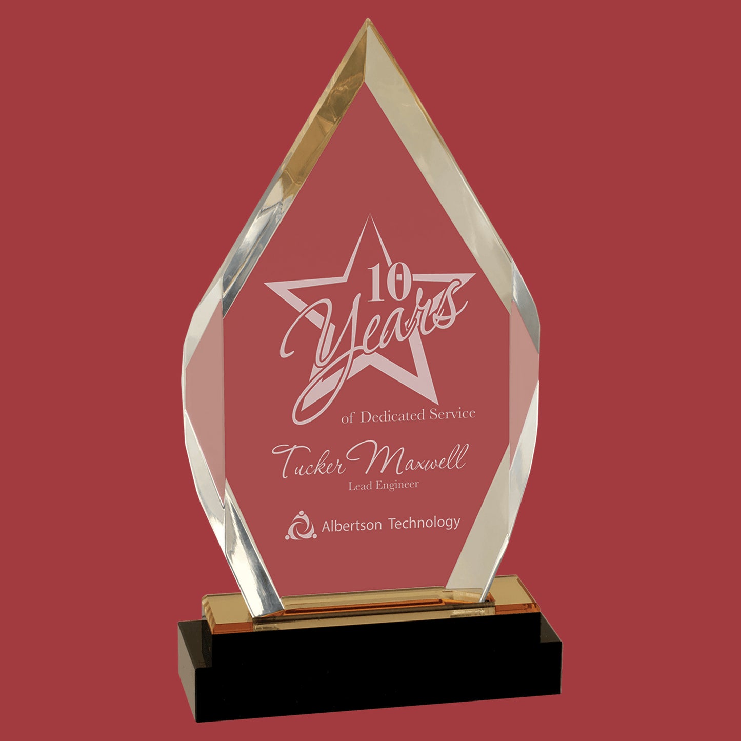 Fusion Diamond Acrylic with Black Glass Desk Top Award