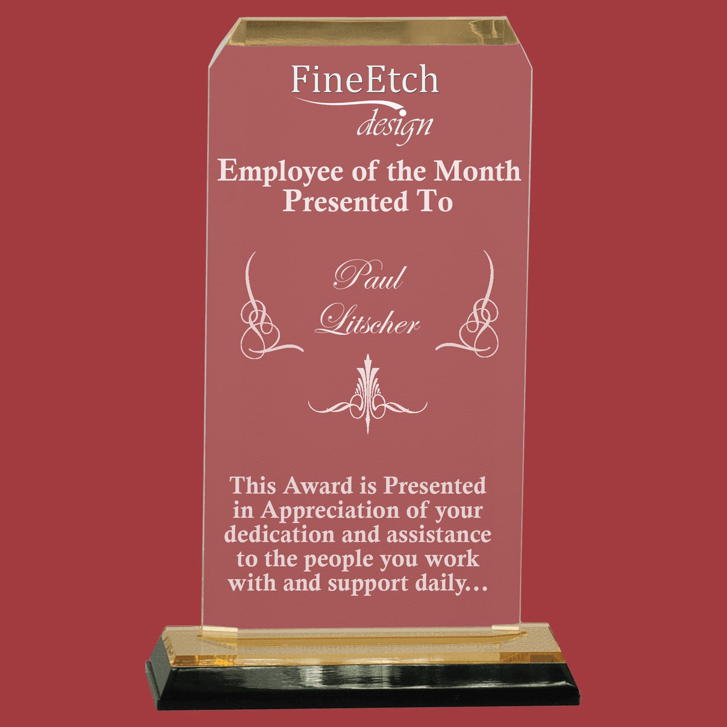 Beveled Corner Acrylic Desk Top Award
