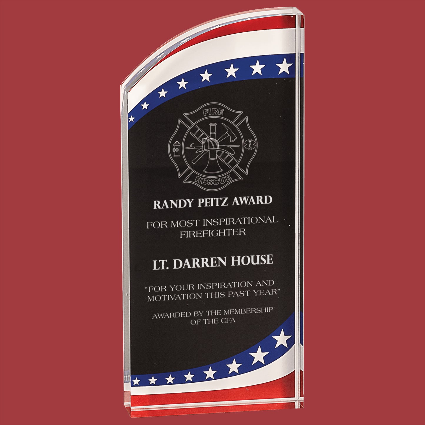 Desk Top Corporate Award Stars & Stripes Rounded Acrylic