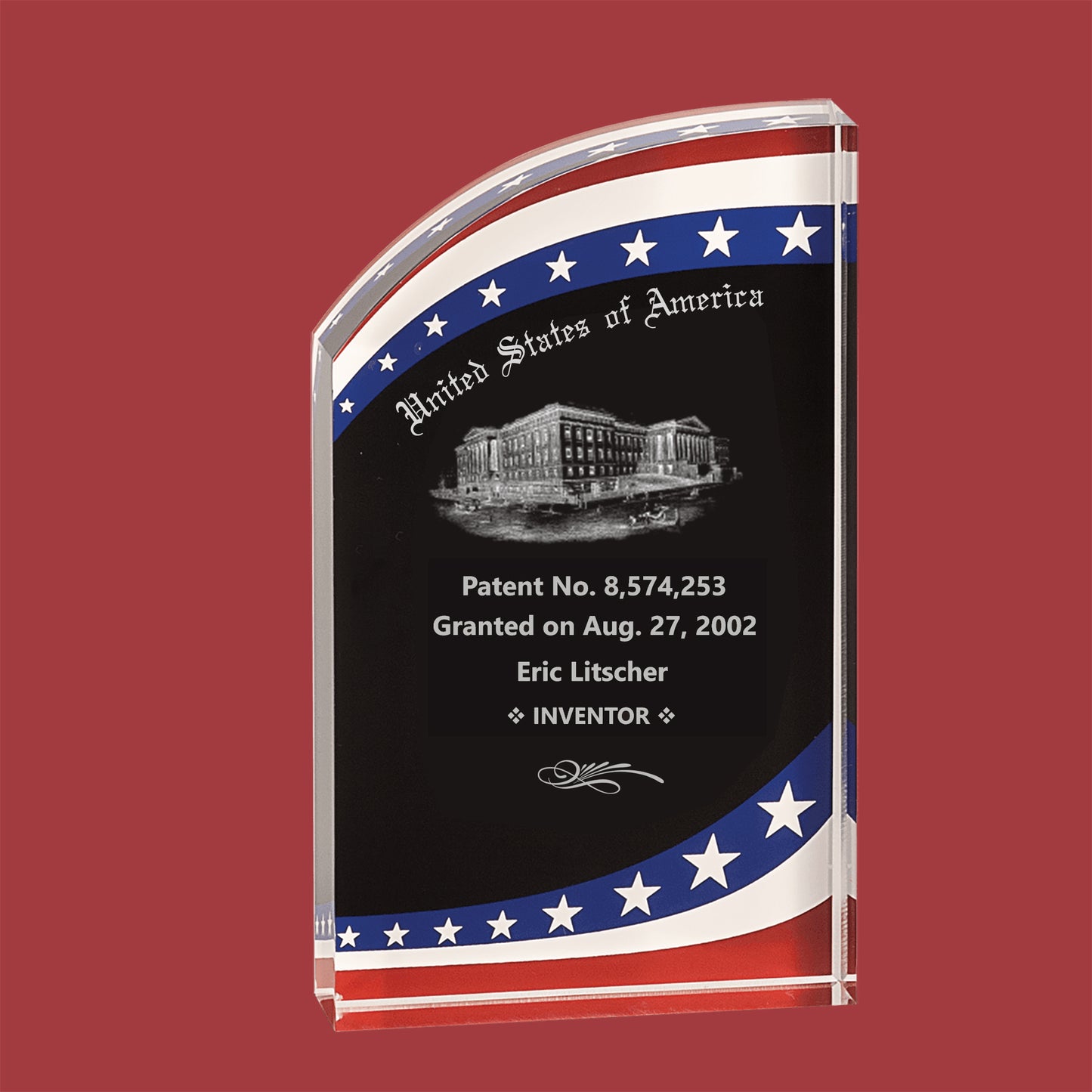 Desk Top Corporate Award Stars & Stripes Rounded Acrylic