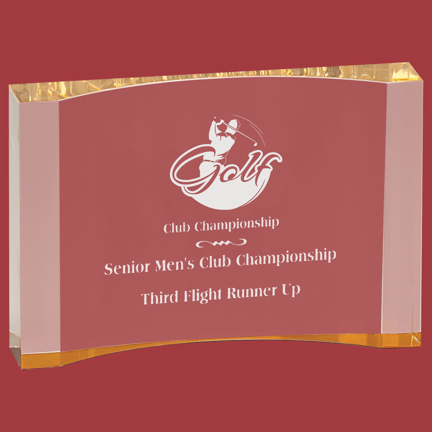 THICK CUSTOM ACRYLIC CRESCENT DESK TOP AWARD