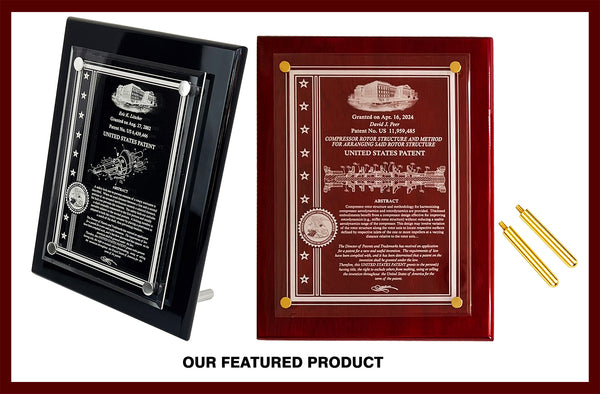 Patent Acrylic Floating Wall Or Desk Top Plaque: Etched To Fine Definition