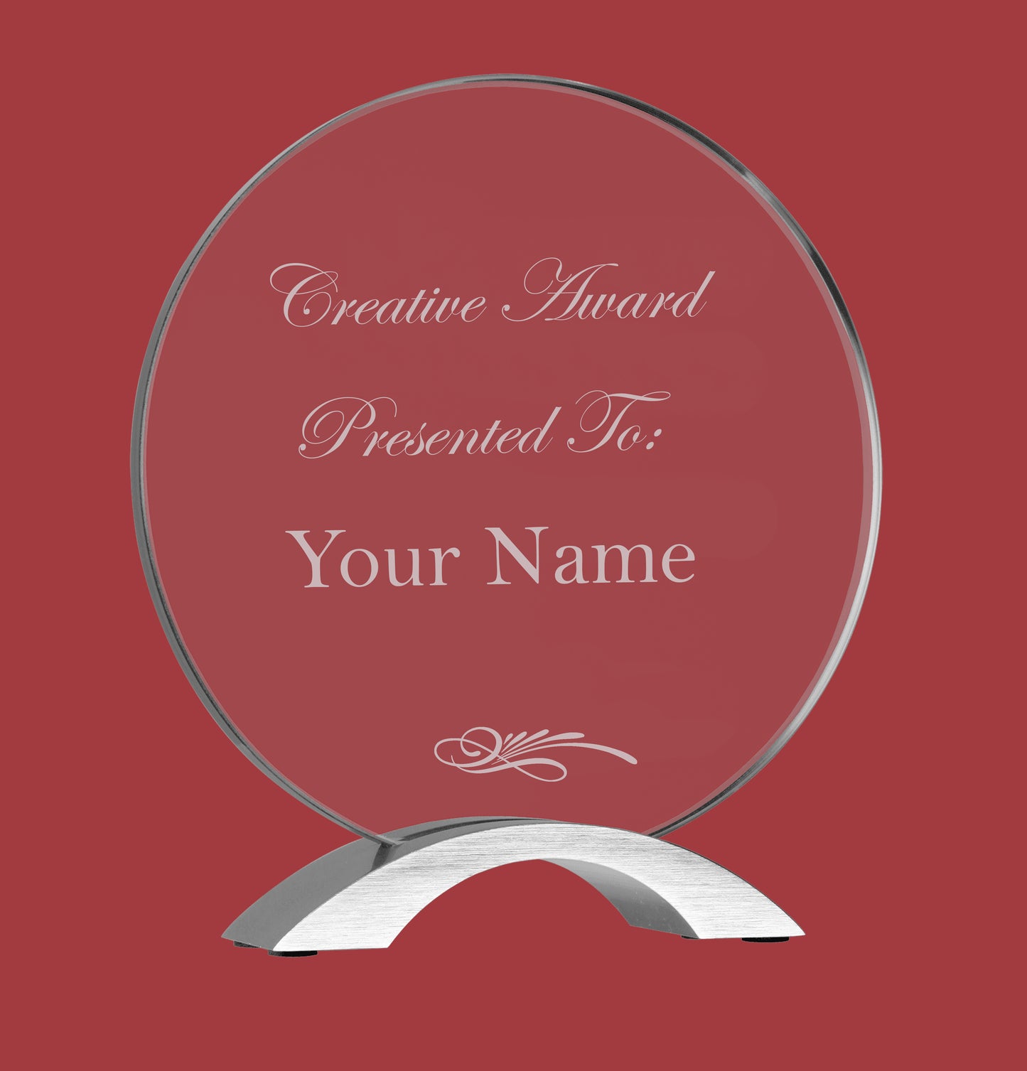 Desk Top Award Acrylic with Silver (Aluminum) Base