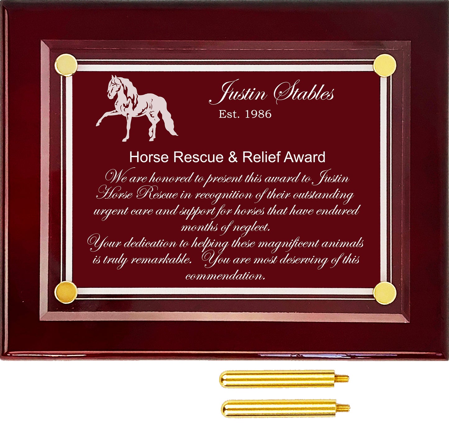 Acrylic Floating Wall or Desk Top Office Award: Deeply Etched to Fine Definition