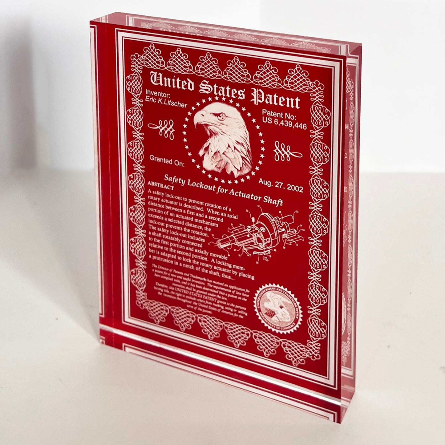 Desk Top Patent Award, Acrylic Victorian