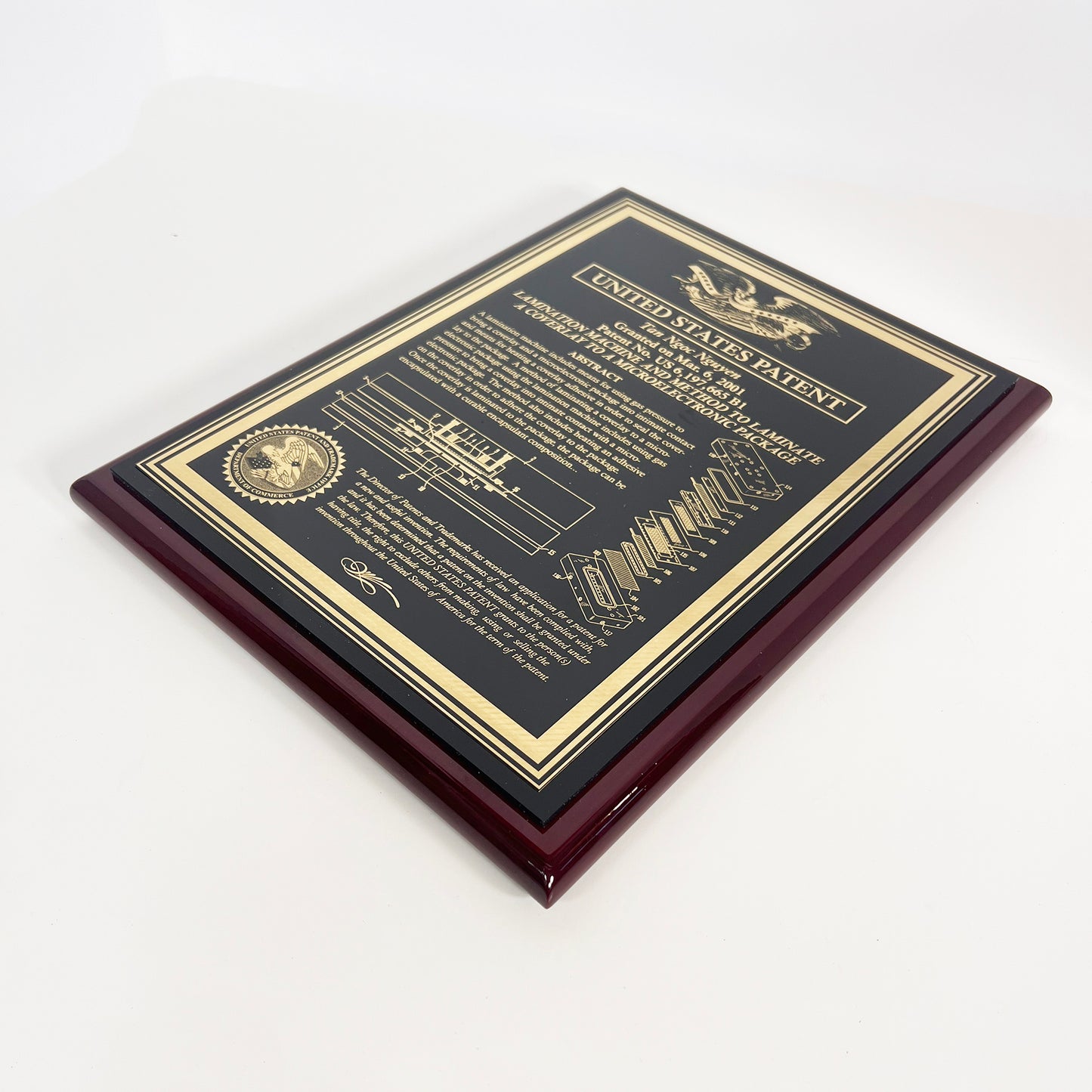 Executive Patent Plaque with Classic Eagle or Historic Patent Building and USPTO Seale