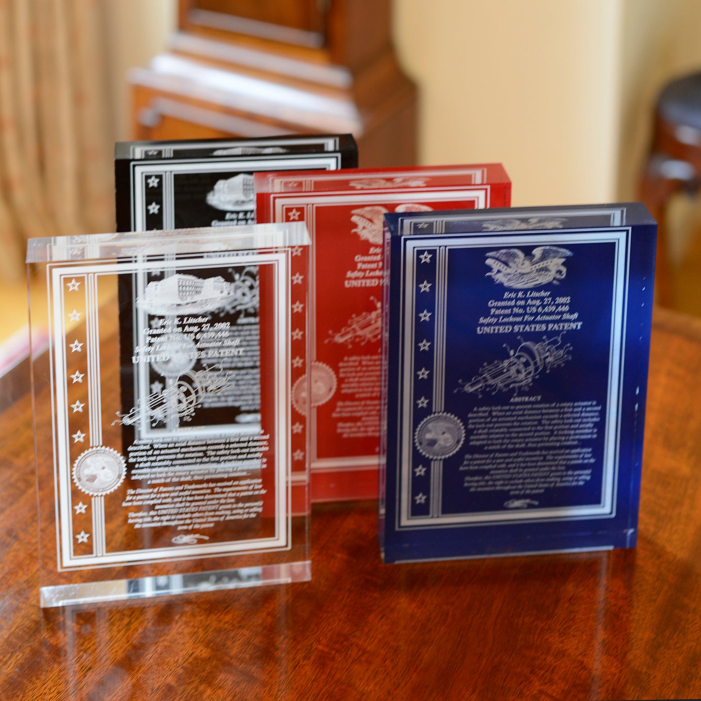 FINE DESK TOP PATENT AWARD, ULTRA CLEAR THICK ACRYLIC