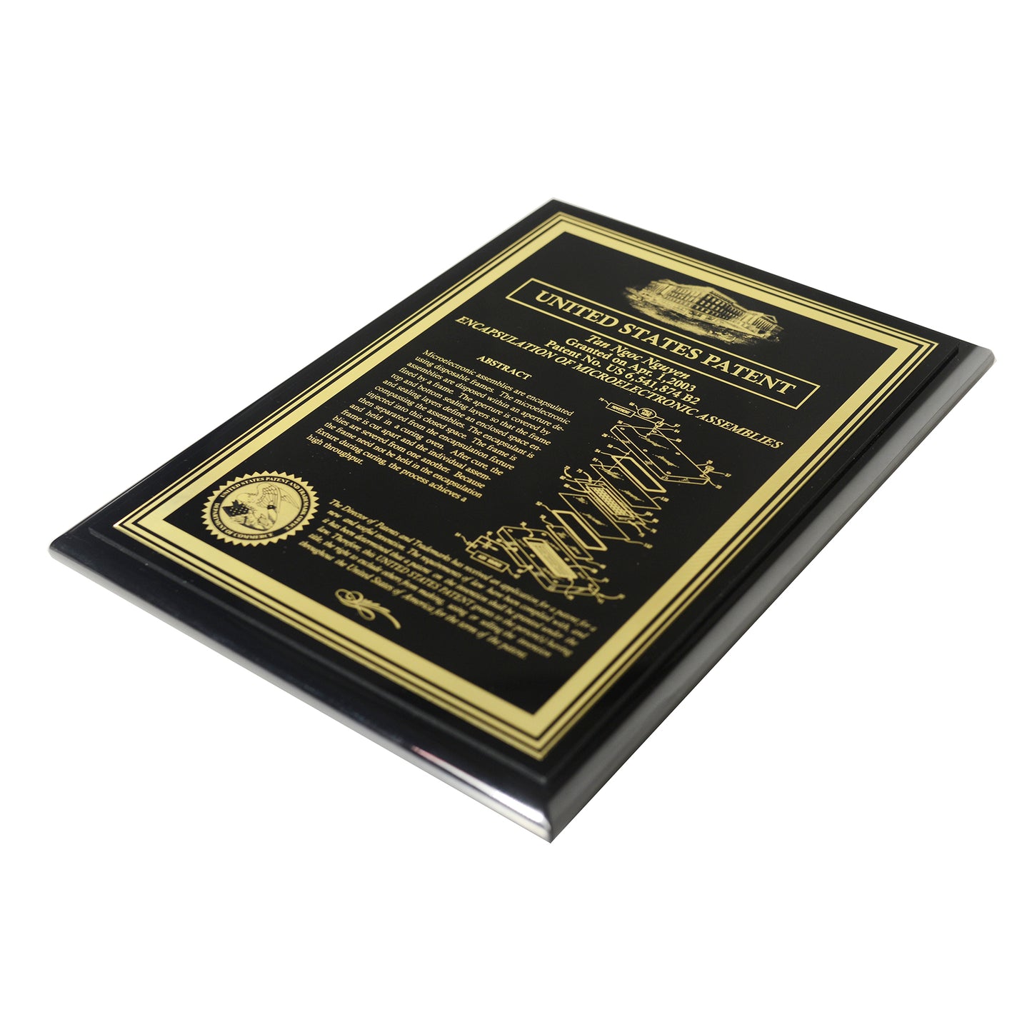 Executive Patent Plaque with Classic Eagle or Historic Patent Building and USPTO Seale
