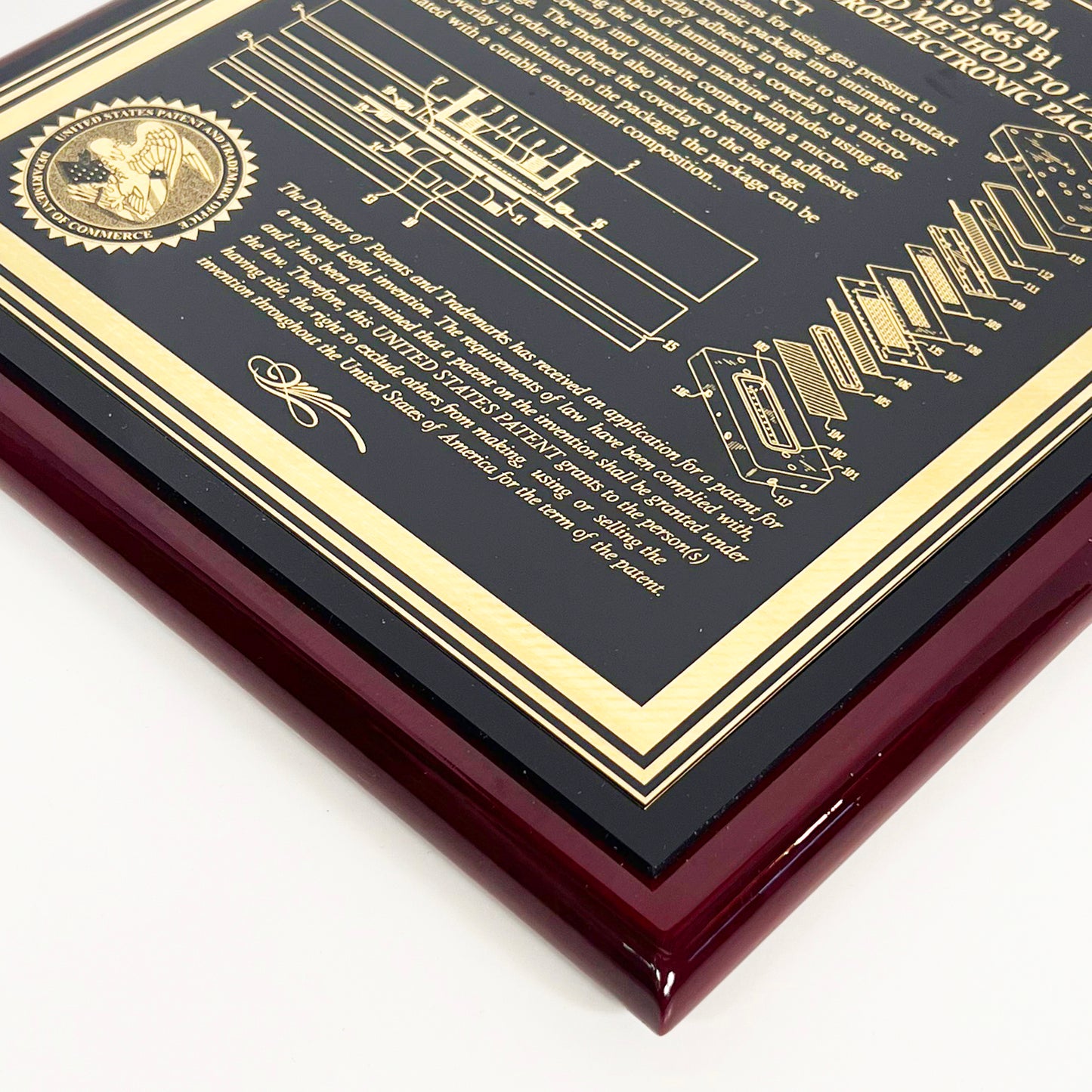 Executive Patent Plaque with Classic Eagle or Historic Patent Building and USPTO Seale