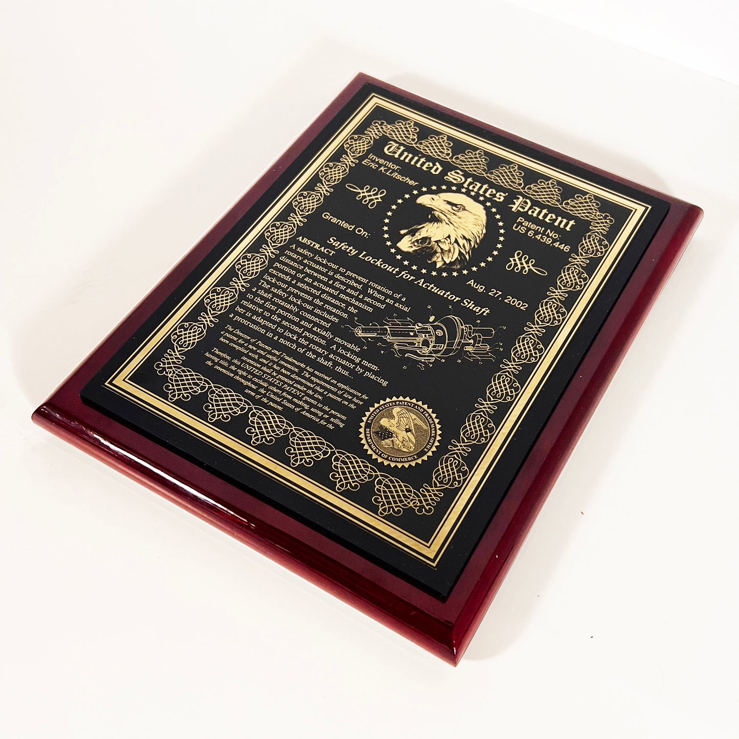 EXECUTIVE PATENT AWARD PLAQUE, "THE VICTORIAN"