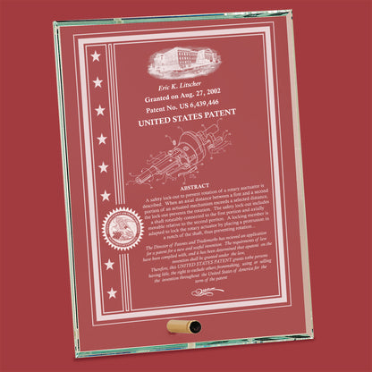 Clear Rectangle Crystal Beveled Edge Desk Top Patent Award