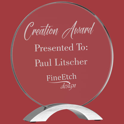 Desk Top Award Acrylic with Silver (Aluminum) Base