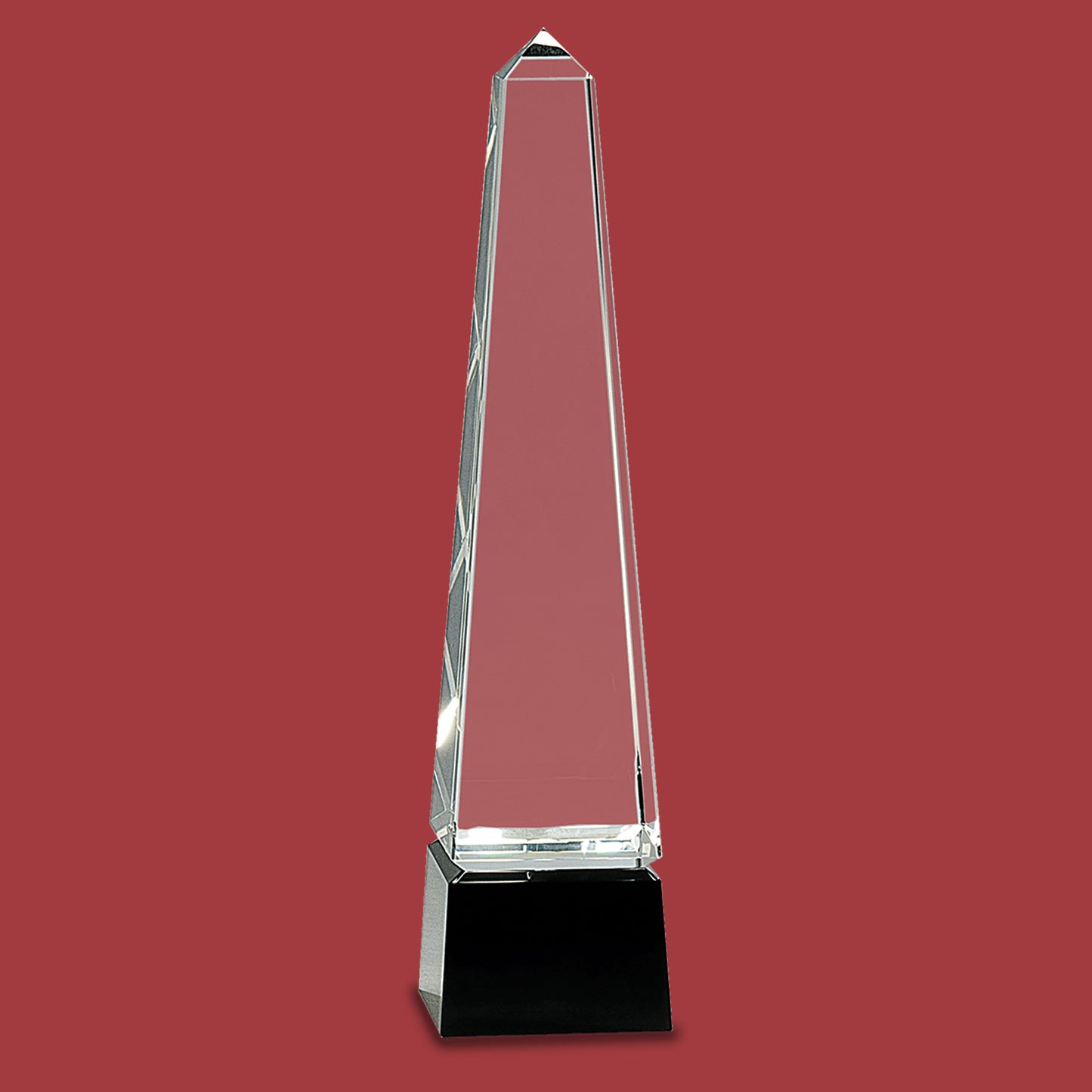 10" Obelisk Crystal on Black Pedestal Base Award
