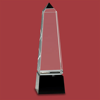 10" Obelisk Crystal on Black Pedestal Base Award