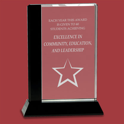 Dual Edge Crystal on Base Desk Top Award