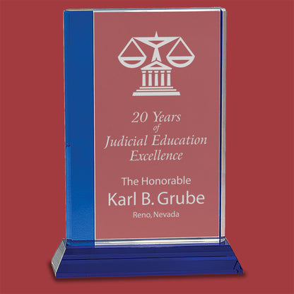 Dual Edge Crystal on Base Desk Top Award
