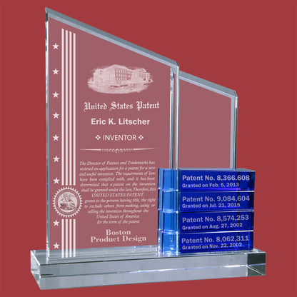 Crystal Perpetual Desk-Top Patent Award