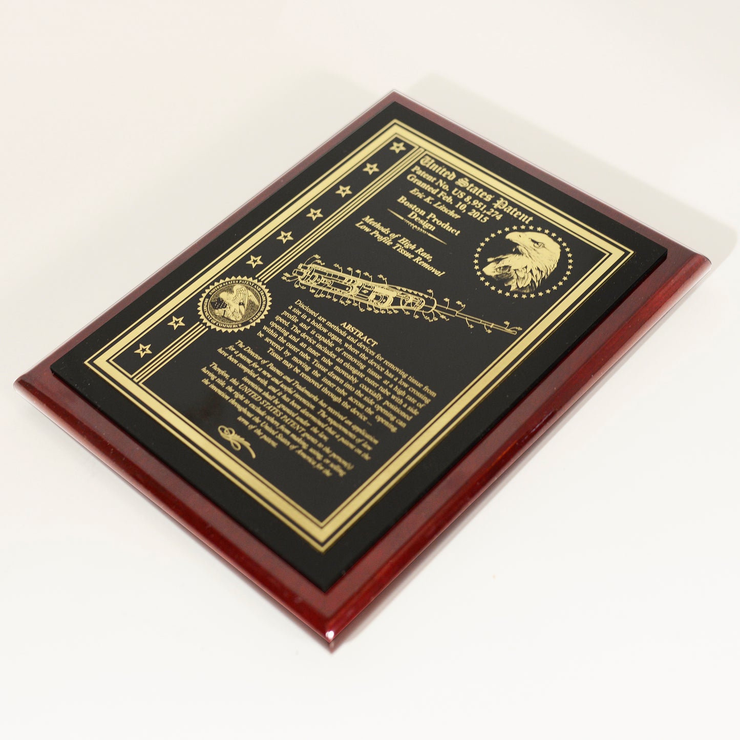 EXECUTIVE PATENT PLAQUE WITH CLASSIC EAGLE & USPTO