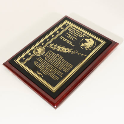 Executive Patent Plaque With Classic Eagle & USPTO