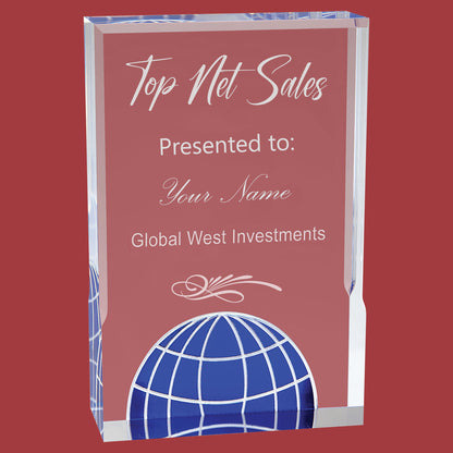 Blue Globe Acrylic Desk Award