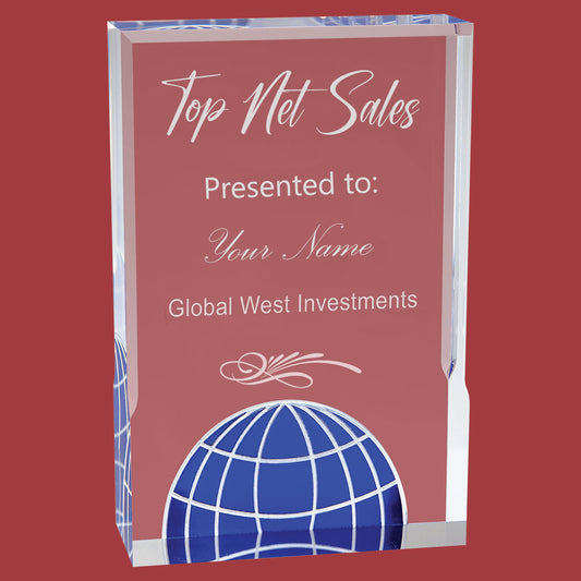 Blue Globe Acrylic Desk Award