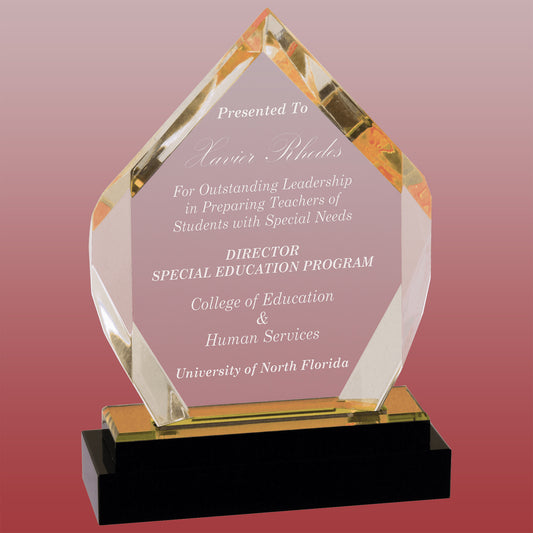Fusion Diamond Acrylic with Black Glass Desk Top Award