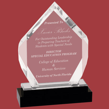 Fusion Diamond Acrylic with Black Glass Desk Top Award