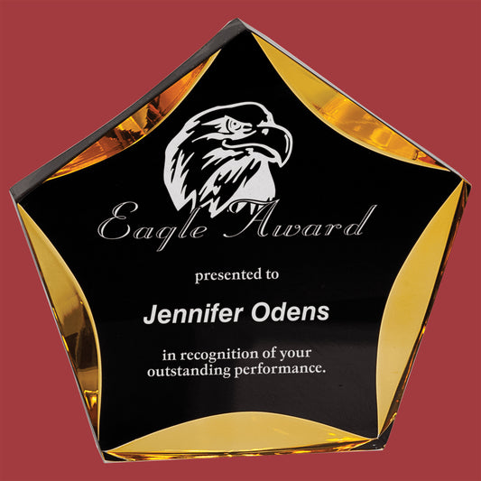 Fine Black/Gold, Contrasted Acrylic Star Desk Top Award