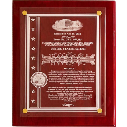 PATENT ACRYLIC FLOATING WALL OR DESK TOP PLAQUE:  ETCHED TO FINE DEFINITION