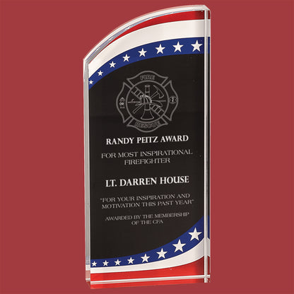 Desk Top Corporate Award Stars & Stripes Rounded Acrylic