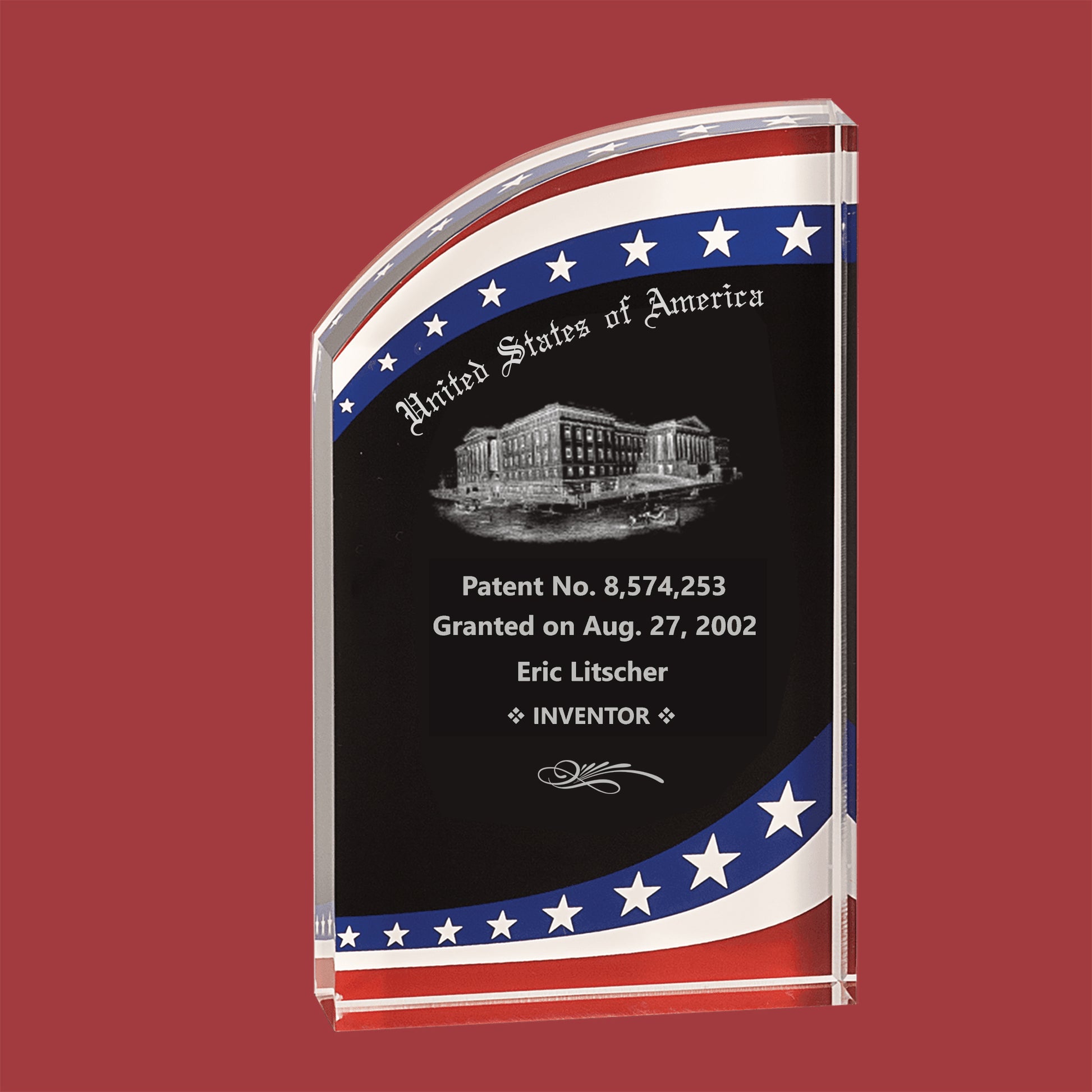 Desk Top Corporate Award Stars & Stripes Rounded Acrylic