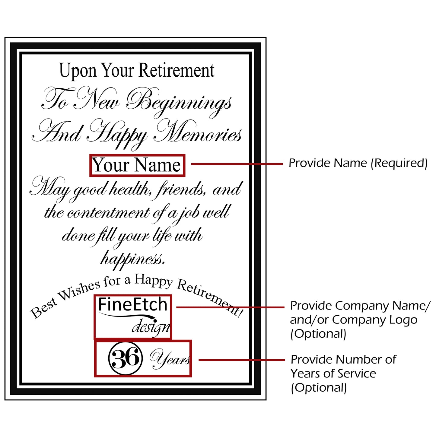FIINE ULTRA CLEAR ACRYLIC BLOCK CUSTOM RETIREMENT AWARD