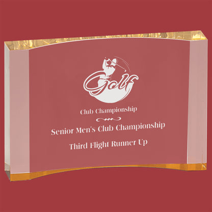 THICK CUSTOM ACRYLIC CRESCENT DESK TOP AWARD