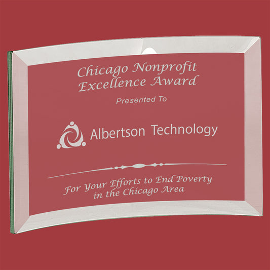 Jade Glass Crescent Custom Desk Top Award