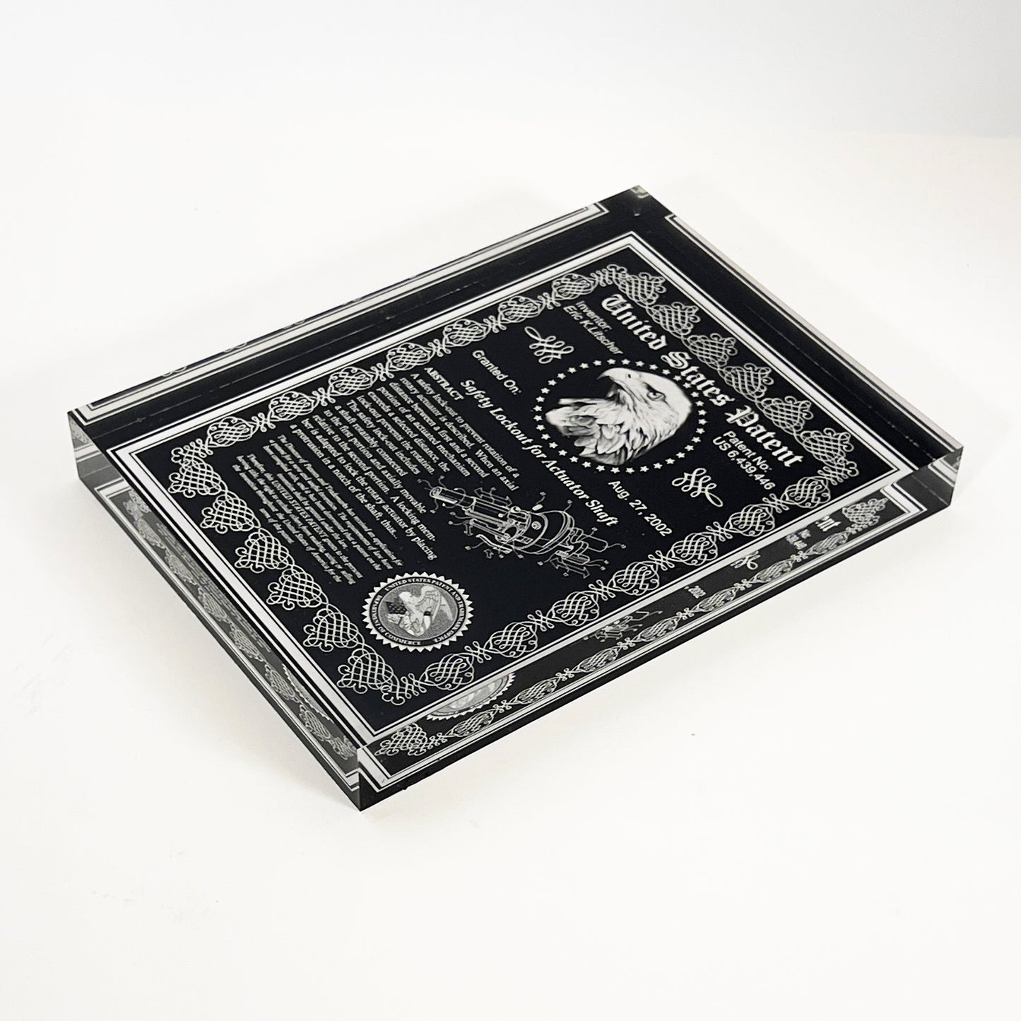 Desk Top Patent Award, Acrylic Victorian