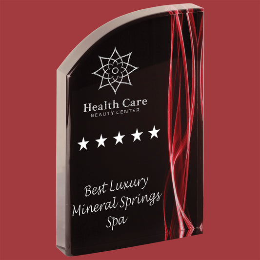8" Acrylic Red & Black Desk Top Custom Award