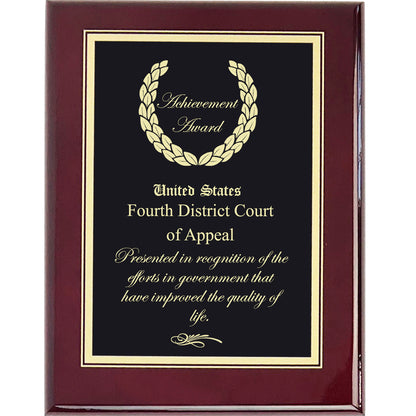 Classic Corporate Wall Plaque with Detailed Boarder: Deep Etched into Gold Finished Brass