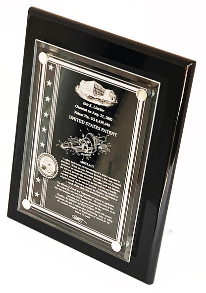 PATENT ACRYLIC FLOATING WALL OR DESK TOP PLAQUE:  ETCHED TO FINE DEFINITION