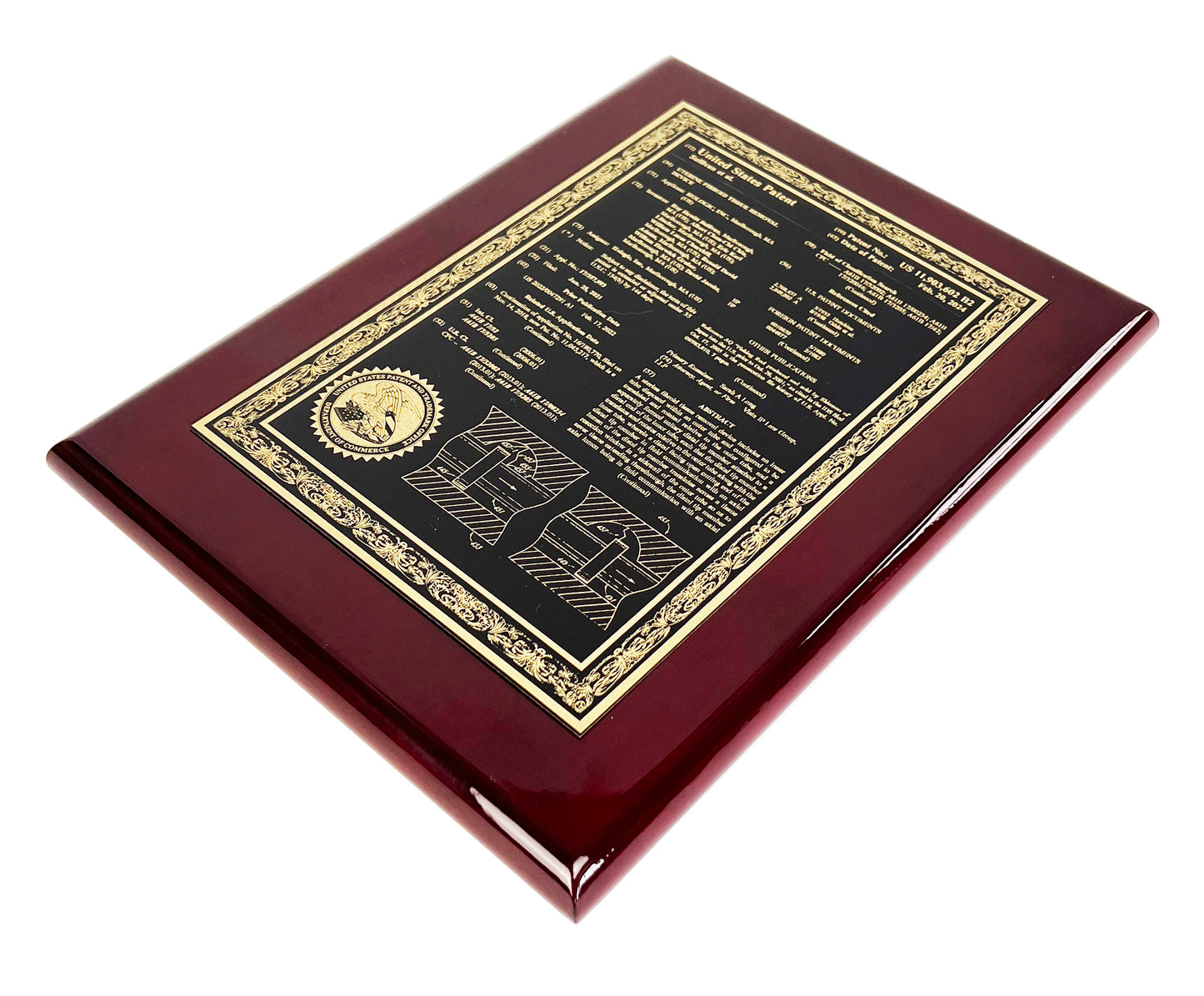 U.S. CLASSIC FRONT PAGE PATENT PLAQUE FINE ETCHED