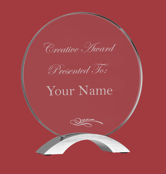 Desk Top Award Acrylic with Silver (Aluminum) Base