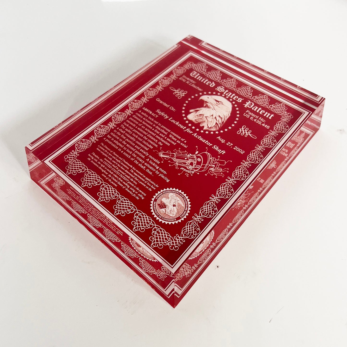 Desk Top Patent Award, Acrylic Victorian